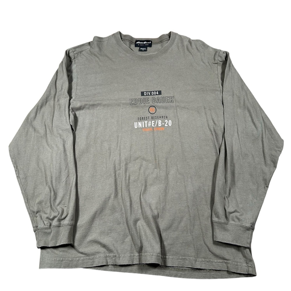 Vintage 90s Eddie Bauer T Shirt Men M Forest‎ Research Nature Outdoor Green L/S